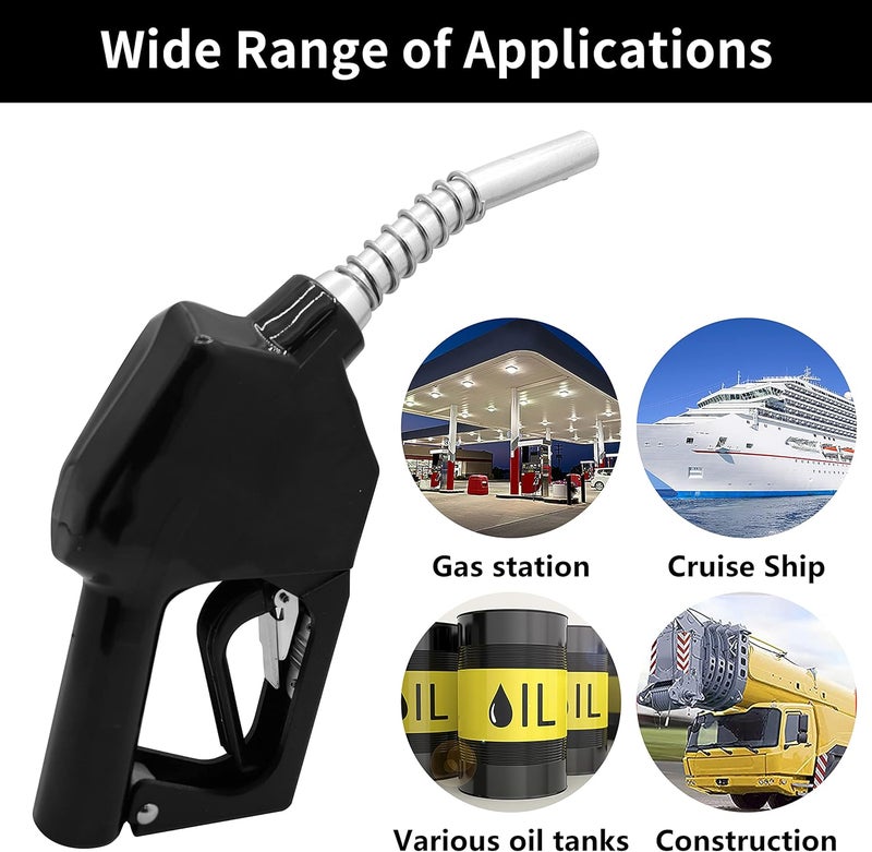 PANCYCW -11A Black 3/4" NPT Automatic Fuel Nozzle Auto Shut Off Nozzle Gas Pump Nozzle Max Flow Rate 16 GPM With 3-Notch Hold Open Clip13/16"Spout Used for Gasoline Oil, Kerosene Biodiesel - Image 2